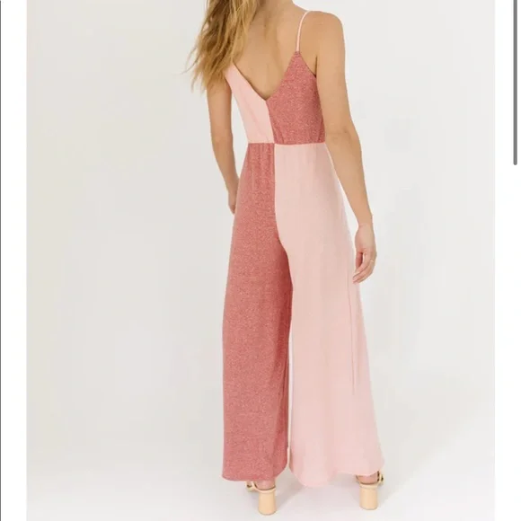 Red and Pink Color Block Jumpsuit - size Medium - Picture 3 of 3